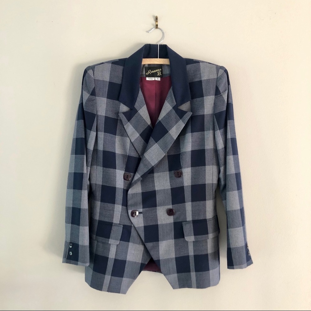 Rosanna B. Vintage Checked Double Breasted Blazer
